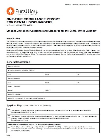 EPA one-time compliance report